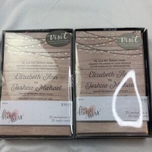 Studio His & Hers Rustic Wood String Light Wedding Invitation Set 50ct 1581784